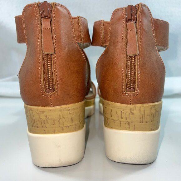 Soul Naturalizer Brown Sandal Wedges White Sole w/ Cork Womens Size 10W - Picture 6 of 15